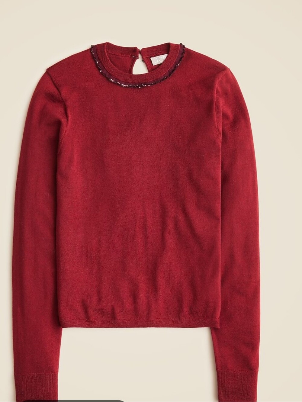 J. Crew Lightweight Sweater With Embellished Collar Button Closure Neck